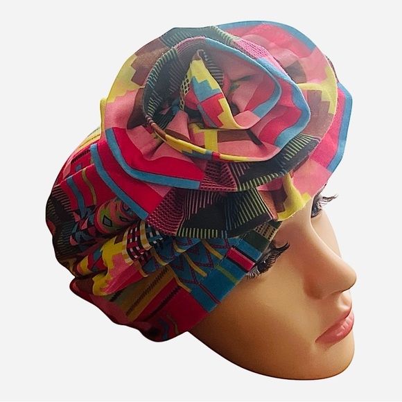 Colorful patterned African pre-tied turban headwrap One Size multicolored - Picture 6 of 10